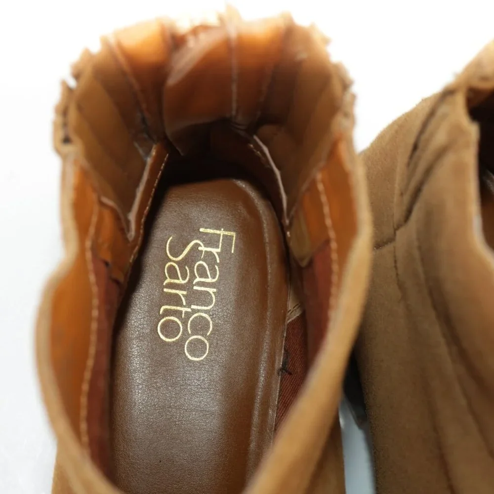 Franco Sarto Womens Hawk Boots Size‎ 10 Camel Tan Suede Booties Low Block Heel